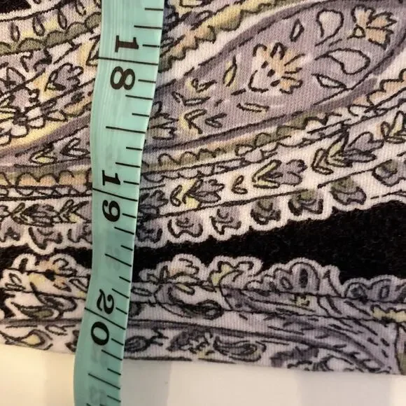 Croft & Barrow The Classic T Long Sleeve Paisley Cropped Round Neck Shirt Sz PM - Picture 7 of 7